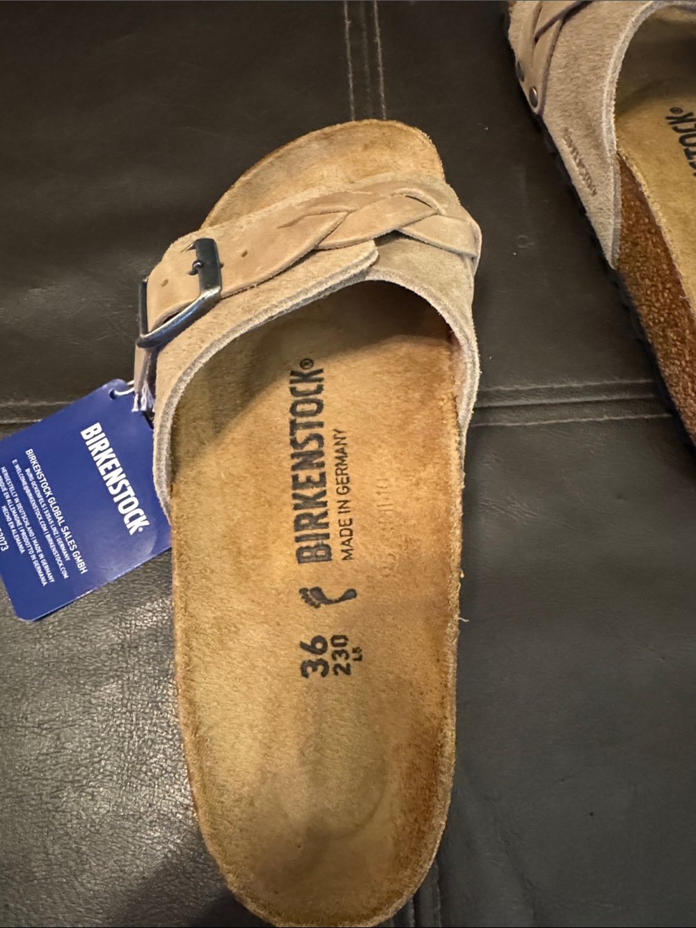Birkenstock Braided Suede Slide Sandals in Tan - Picture 2 of 8